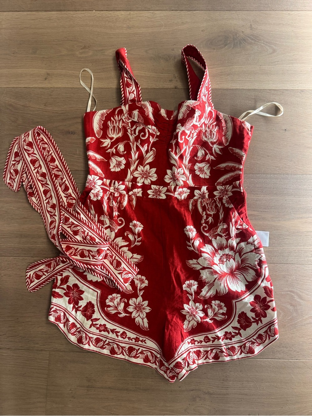 FARM Rio Red and Cream Floral Tie-Waist Dress - Picture 2 of 3